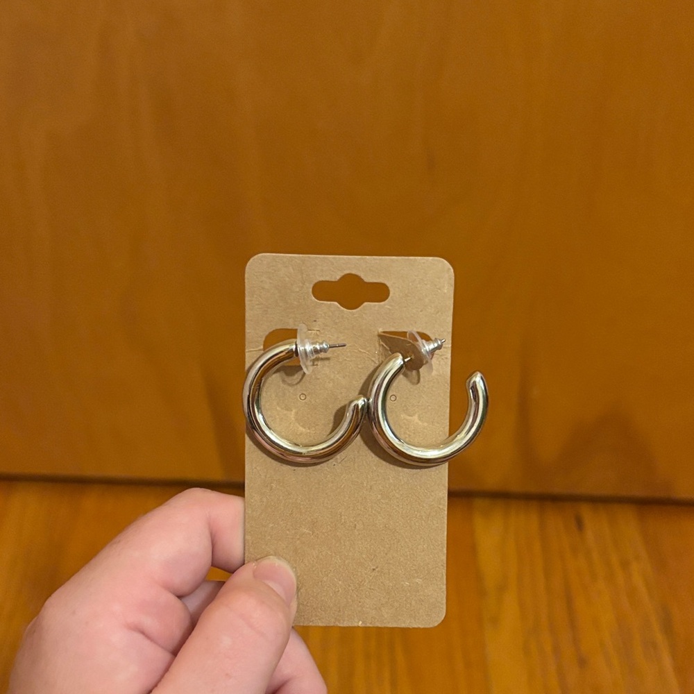 Silver Tone Hoop Earrings